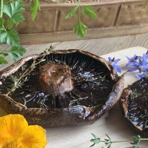 Smoked portobello mushroom ready to eat.