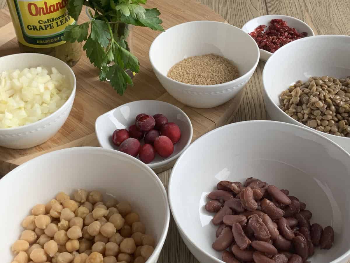 ingredients for legume tolma.