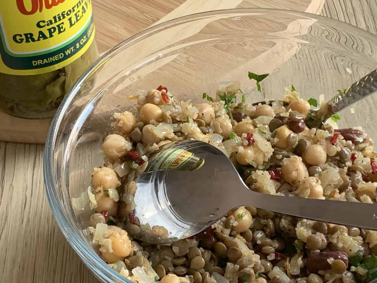 Bean and lentil stuffing for tolma.
