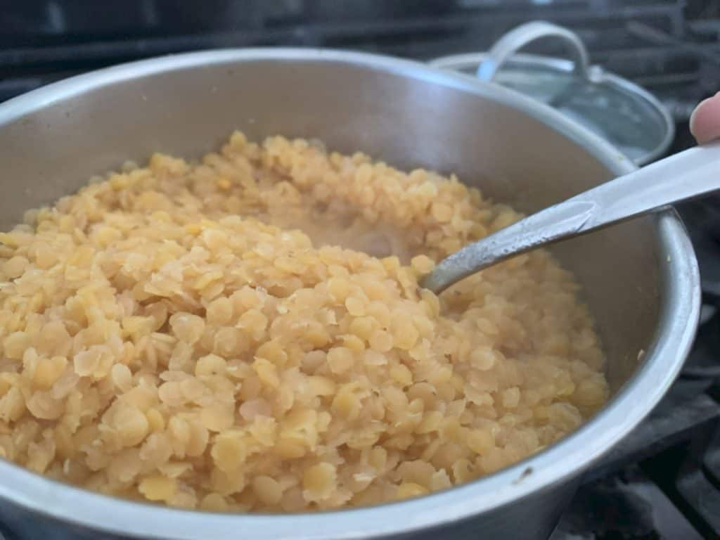 Cooking red lentils.