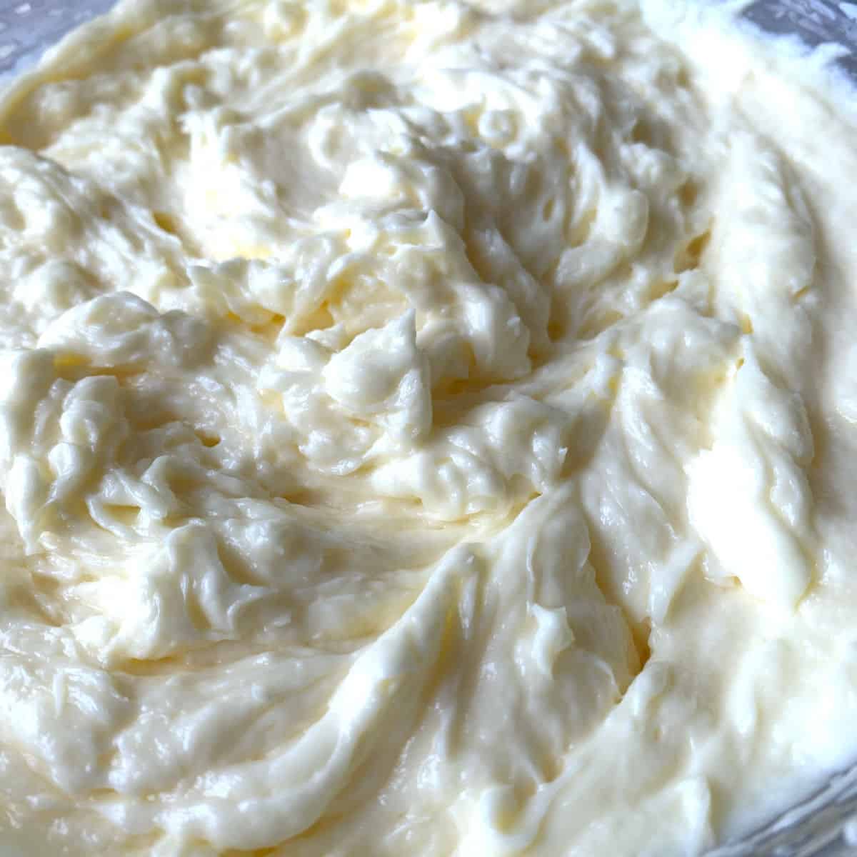 Whipped mousseline cream in close-up.