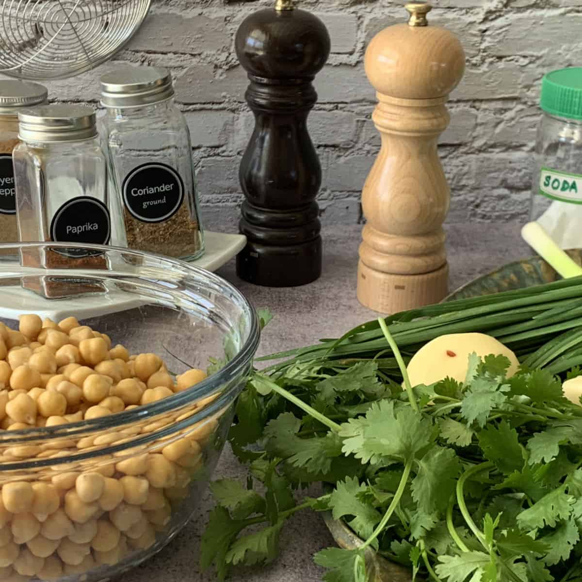 Ingredients for falafel.