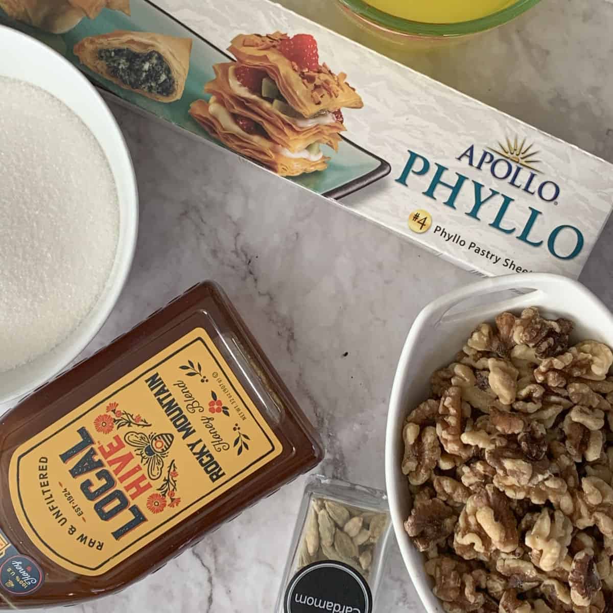 Grocery Pantry items for pakhlava.