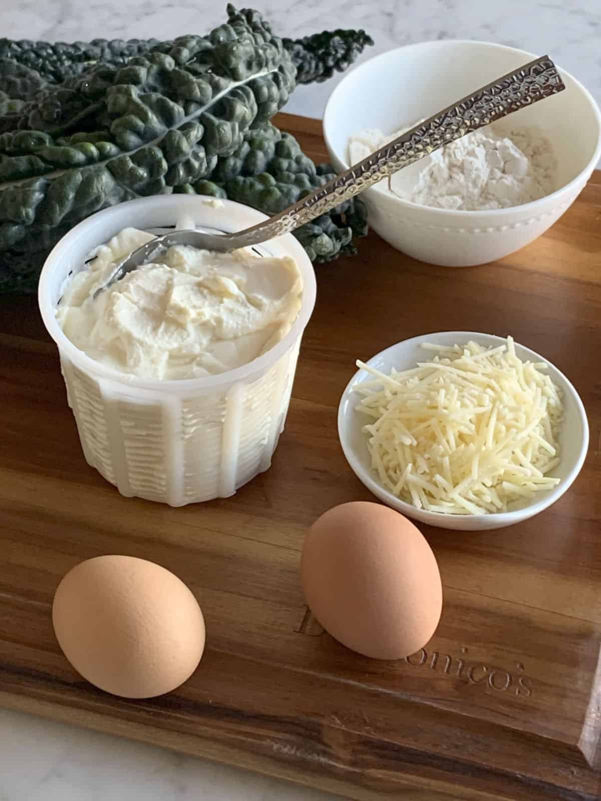 Ricotta kale gnocchi ingredients.