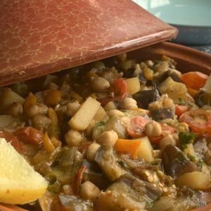 Eggplant, chickpea tajine.