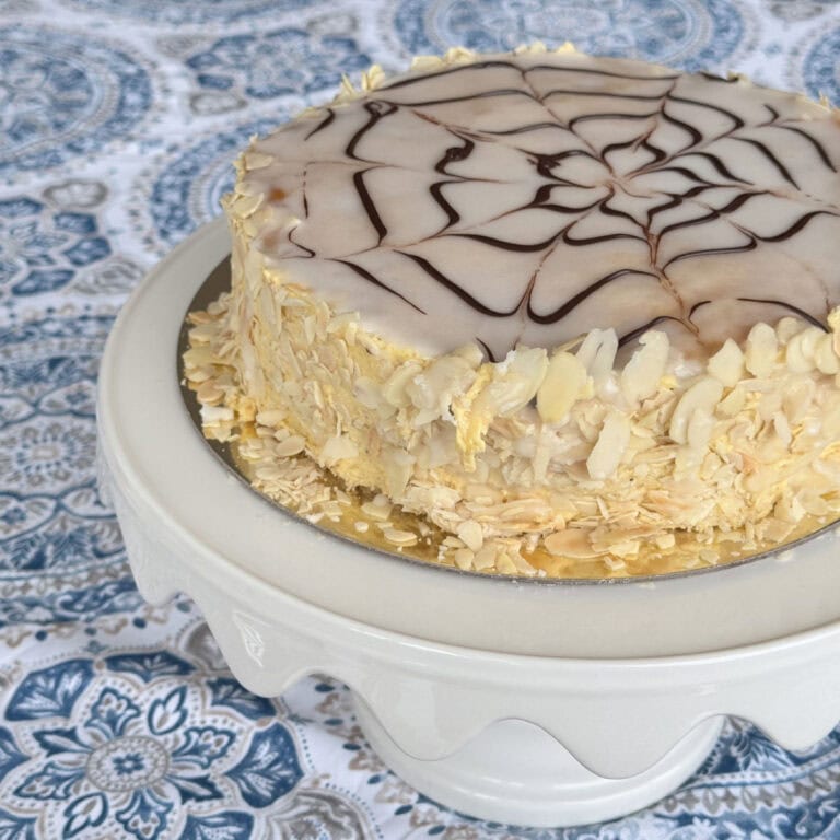 Esterházy Torte with a spider web design.