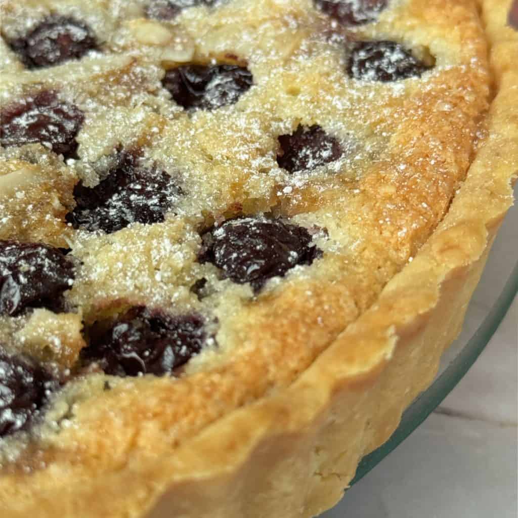 Closeup shot of the cherry tart.