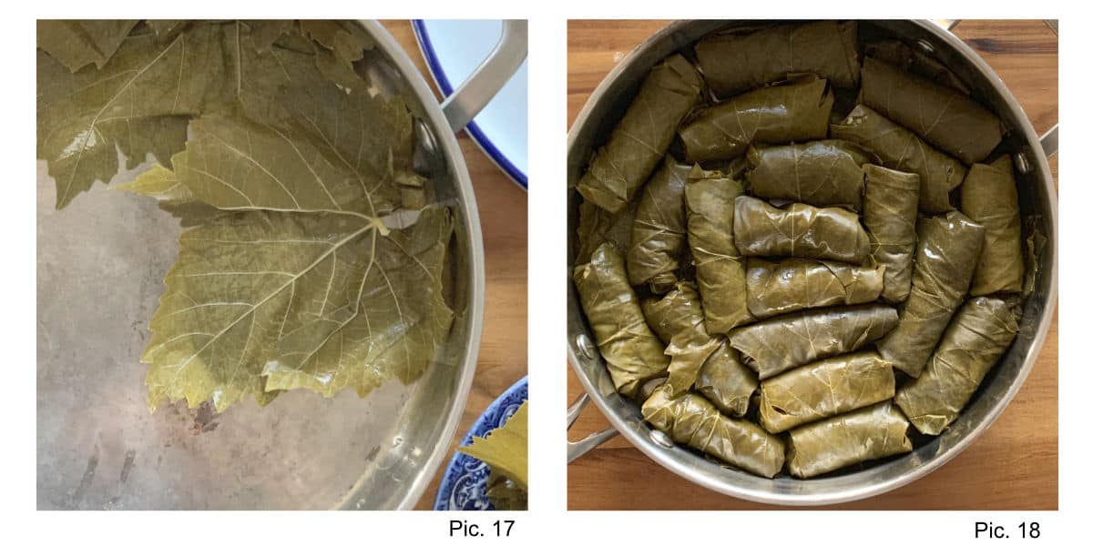 Cooking Tolma, arranging tolma in a pot.