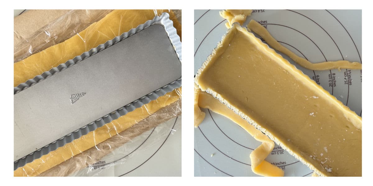 Assembling and baking the tart.