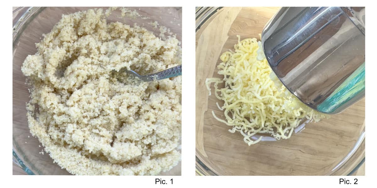 Soaking the bulgur and ricing cooked potatoes.