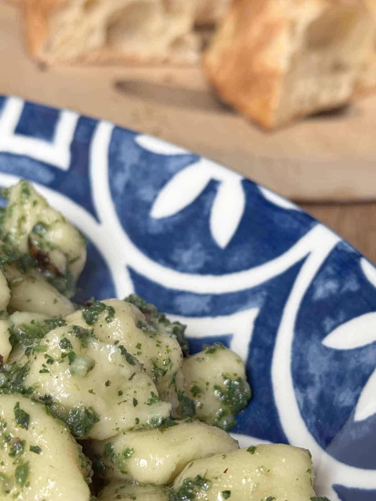 Potato gnocchi with nettle pesto.