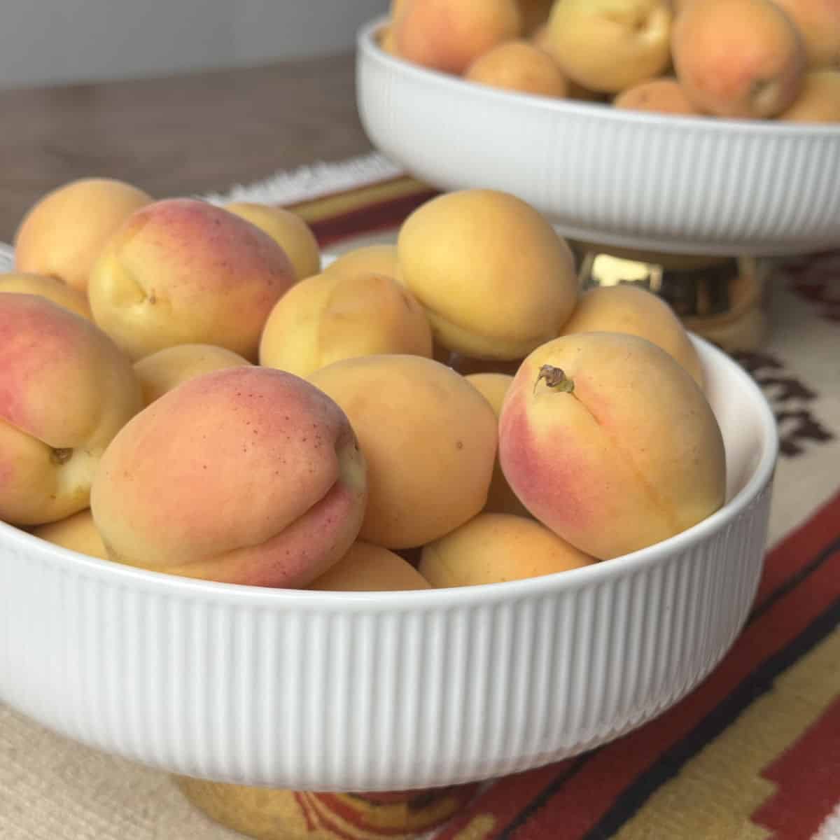 Bowls of apricots.