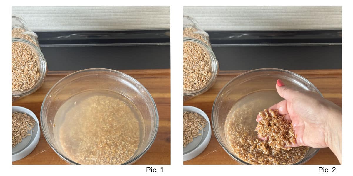 Rinsing the farro gains.