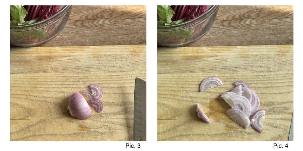 Process of chopping the onion.