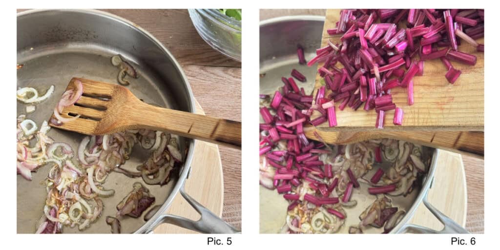 Process of sautéing the onion.