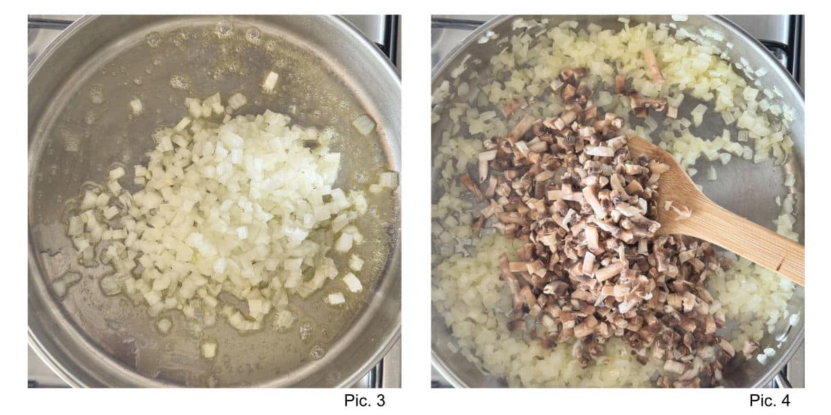 Process shot of making chicken julienne.