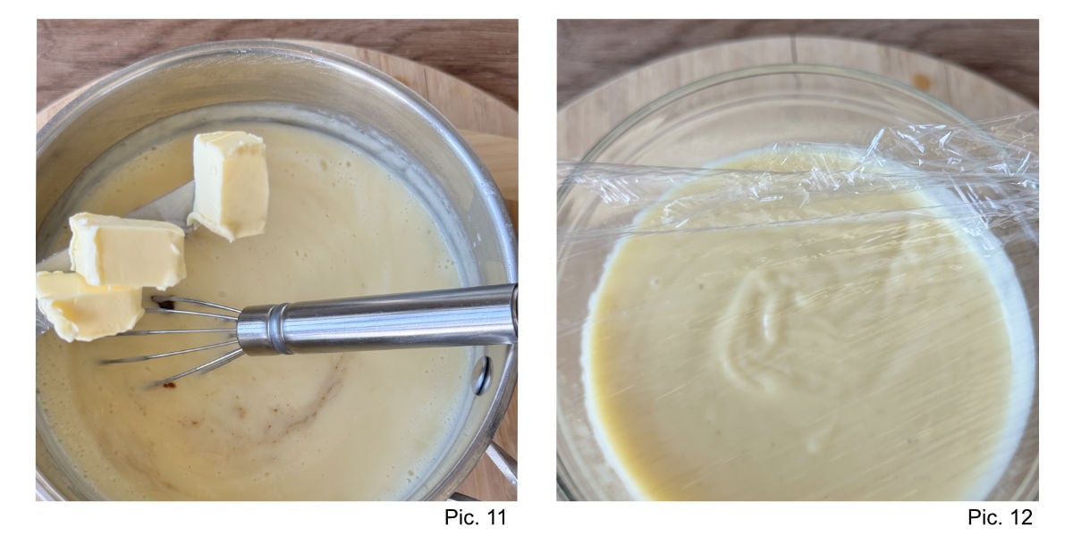 Making the pastry cream.