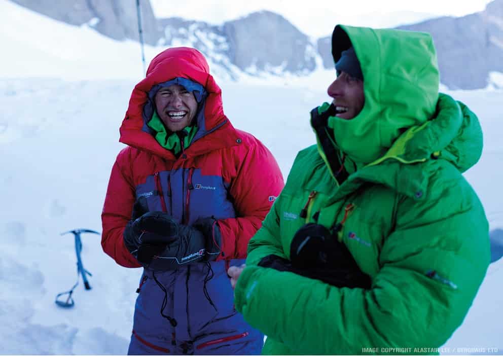 Leo Houlding enjoys a moment with Sean Leary during their expedition to Ulvetanna