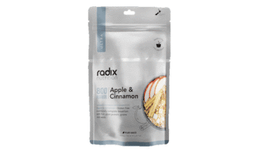 Radix Ultra Breakfast Apple & Cinnamon cereal pouch for outdoor nutrition.