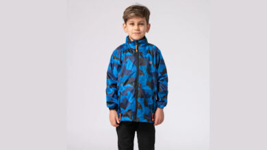 Mac in a Sac Origin Mini Packable Waterproof Kids Jacket - Blue Camo