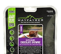 Salted caramel chocolate brownie snack from Outdoor Insight, perfect for outdoor adventures and hiking.