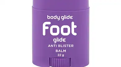 1. Anti-blister foot balm in purple container for outdoor activities and hiking.