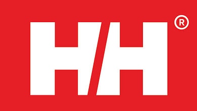 Helly Hansen logo on red background, supporting RNLI Mayday fundraiser.