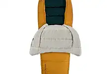 Kelty Eclipse sleeping bag with interior and exterior views in yellow and white.