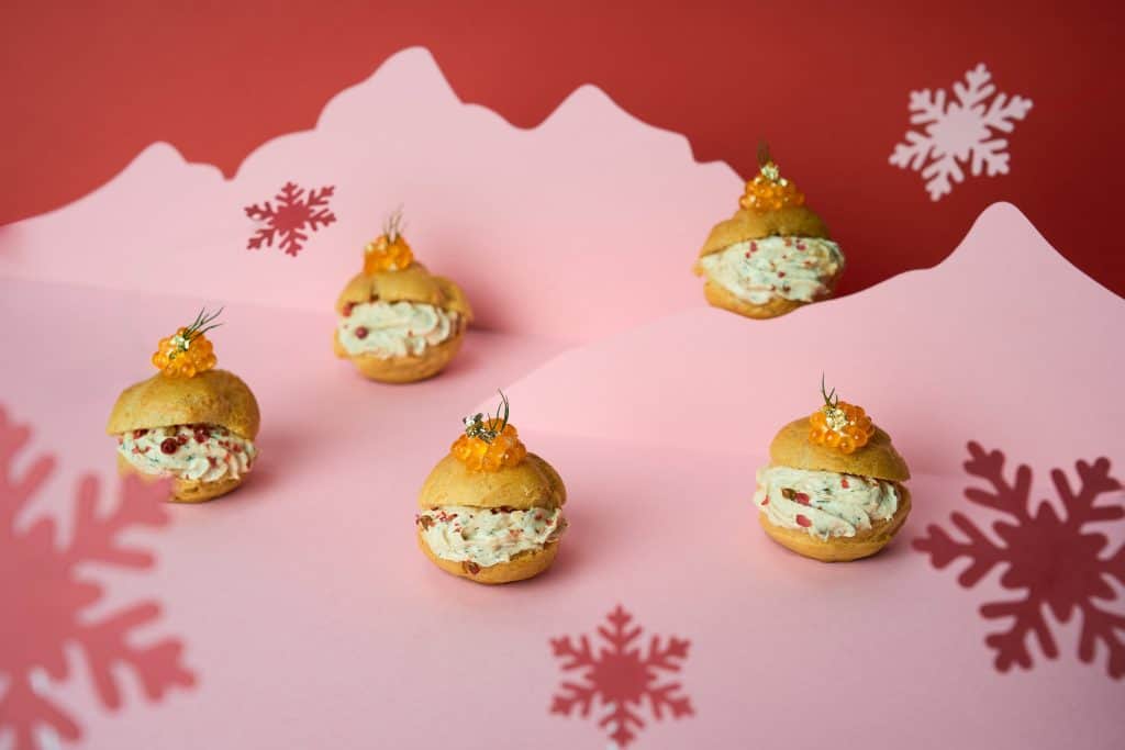 Profiterole, Smoked Salmon Cream, Trout Roe &amp; Lemon Caviar