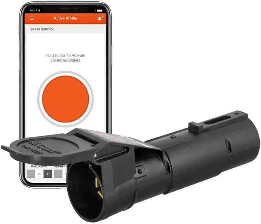 Wireless vehicle brake controller with smartphone app for towing safety.