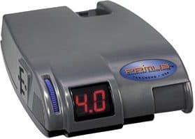 A close-up of a Tekonsha Primus IQ brake controller with a digital display showing "4.0
