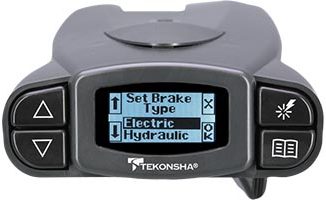 High-tech vehicle brake control system with digital display and control buttons.