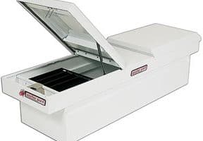 A white Weather Guard 125-3-01 Gull Wing truck tool box