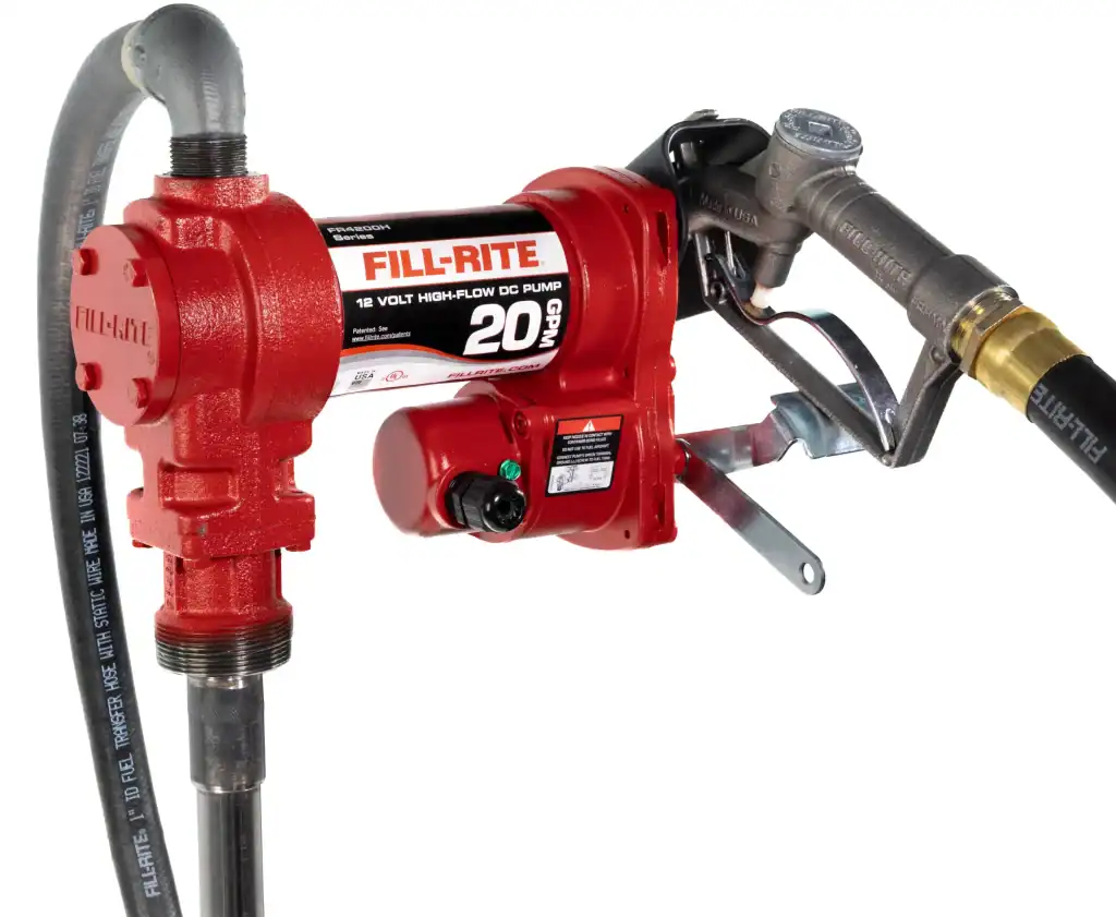 Isolated image of Fill Rite fr4210h 12v fuel transfer pump (left side view)