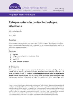 Refugee return in protracted refugee situations