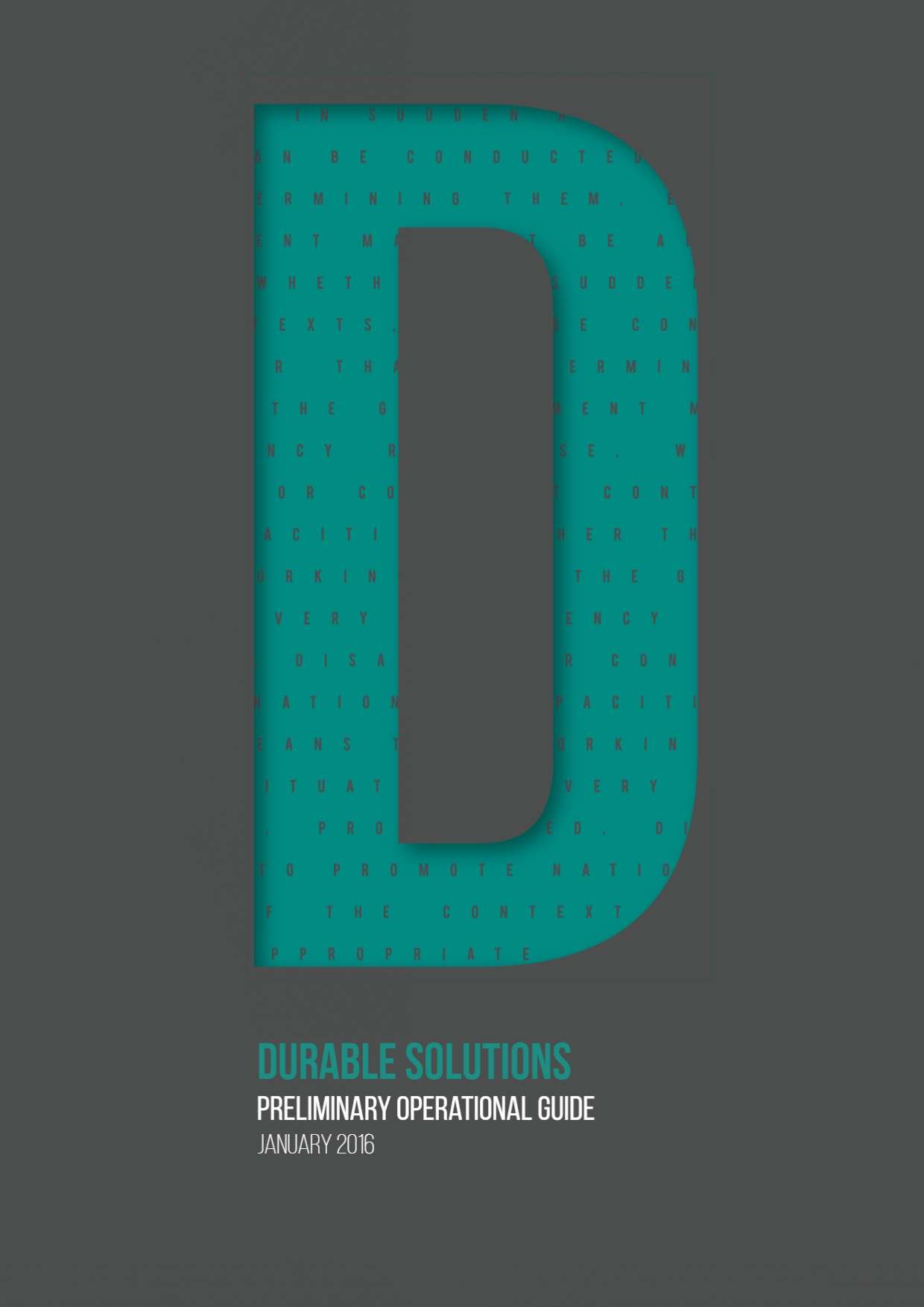 Preliminary operational guide on durable solutions for IDPs and refugees returning