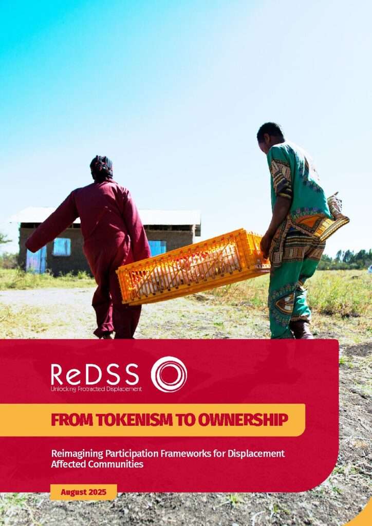 Cover of the ReDSS report From Tokenism to Ownership: Reimagining Participation Frameworks for Displacement-Affected Communities, August 2025