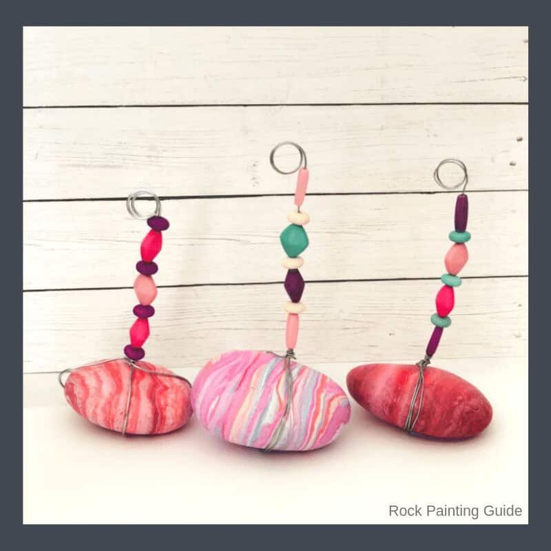 stone photo holders with beads