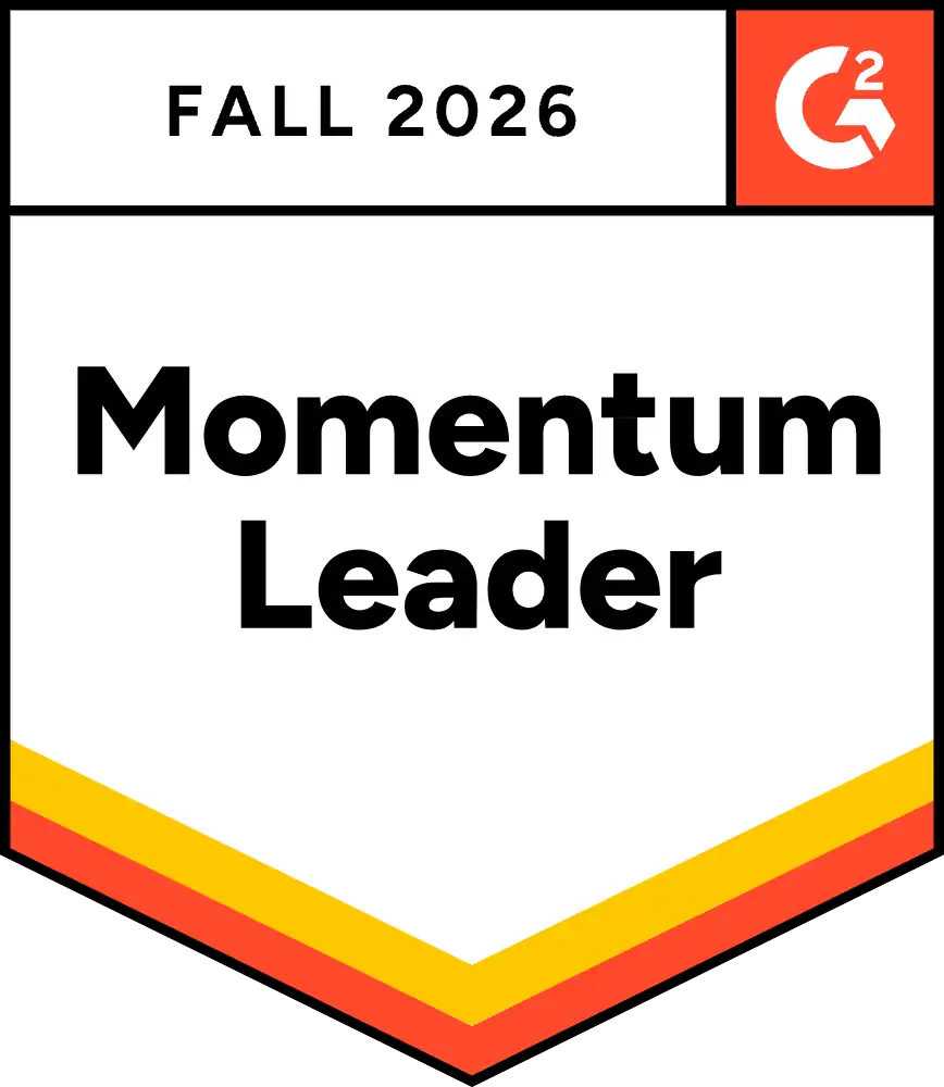 G2 Momentum Leader badge for Fall 2026 from Screendragon.