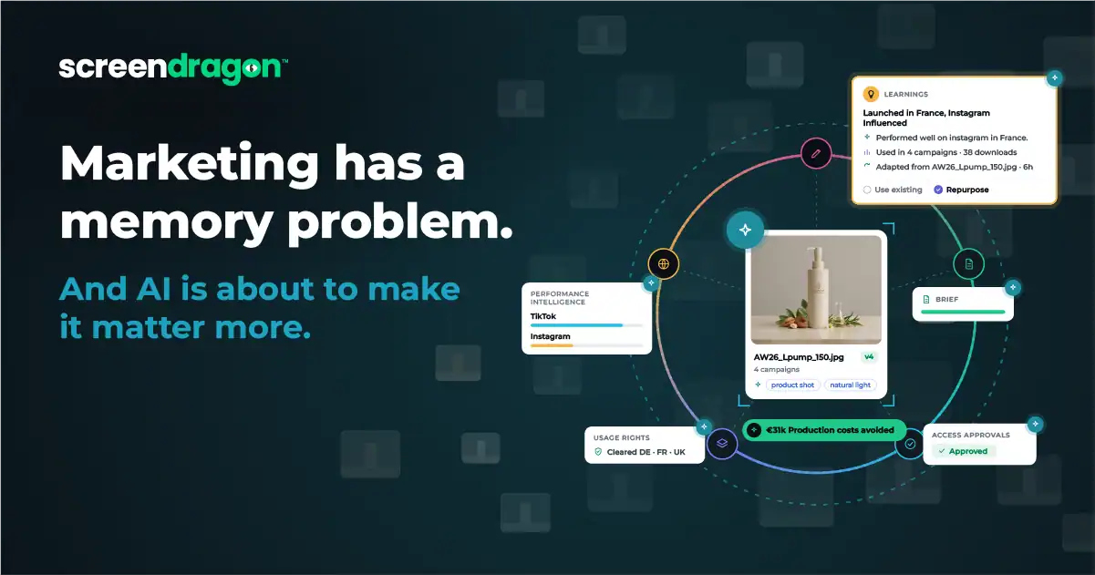 Digital marketing concept with interconnected data and AI elements.