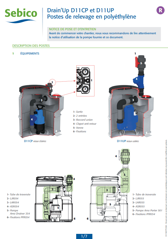 Poste de relevage DRAIN'UP D11CP et D11UP