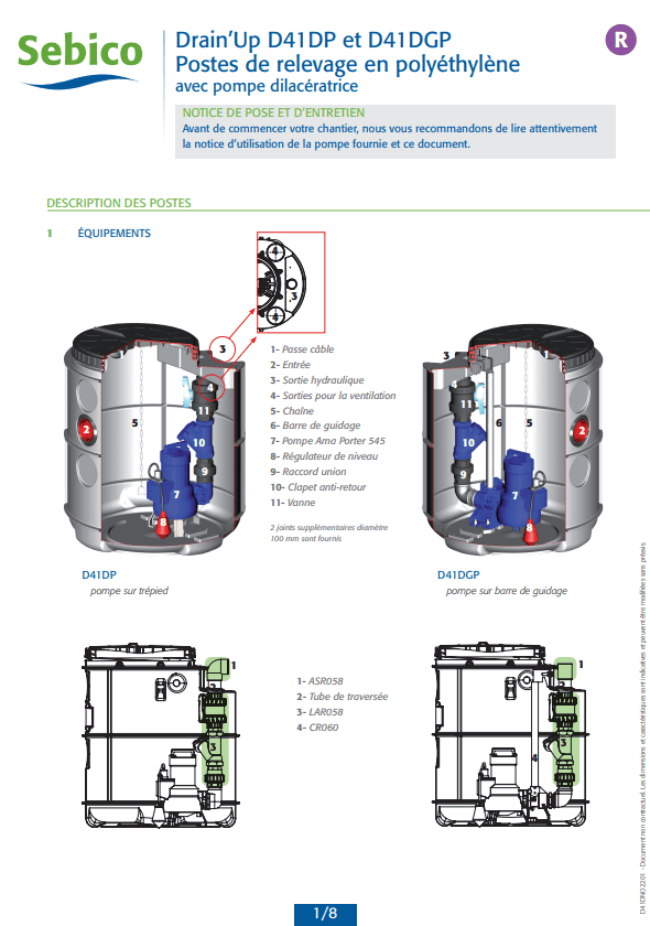 Poste de relevage DRAIN'UP D41DP et D42DGP