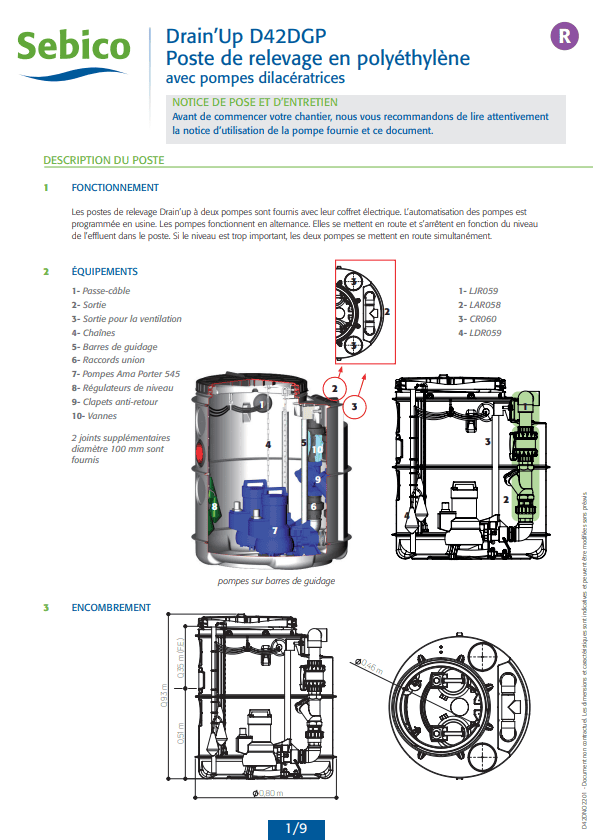 Poste de relevage DRAIN'UP D42DGP