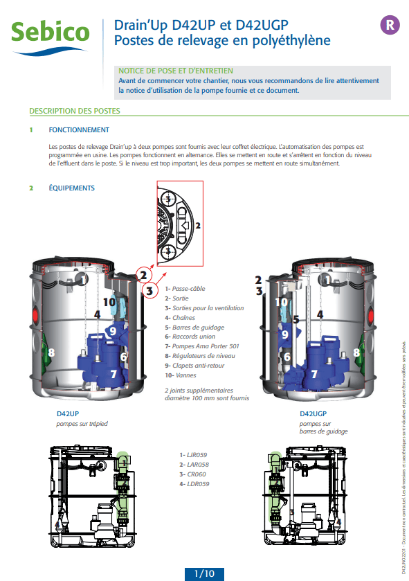 Poste de relevage DRAIN'UP D42UP et D42UGP