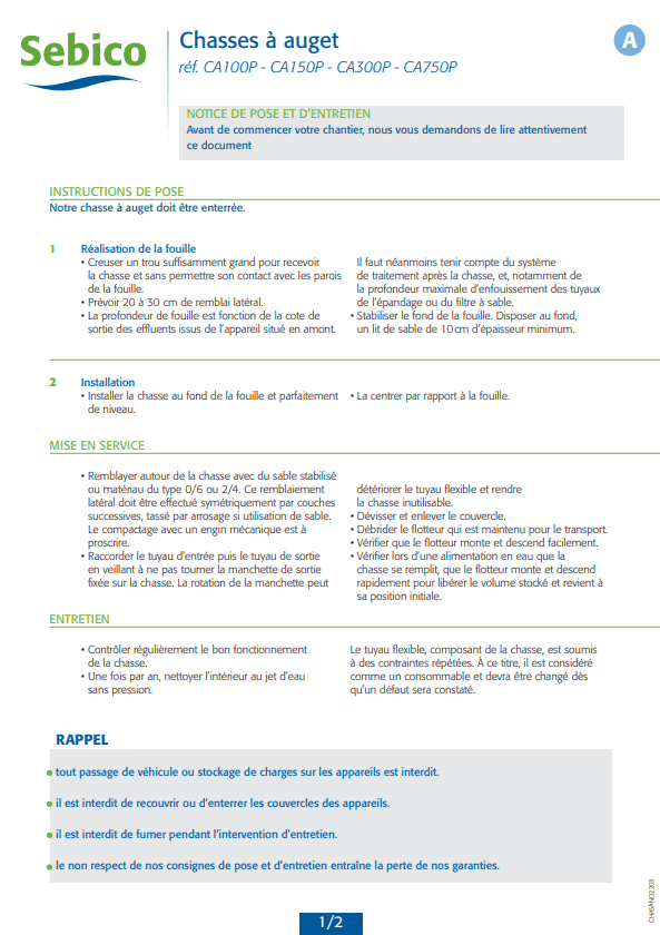 Chasse automatique à auget
