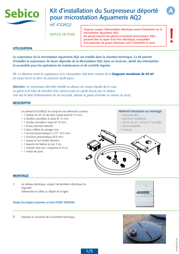 Kit d'installation du Surpresseur déporté pour microstation Aquameris AQ2