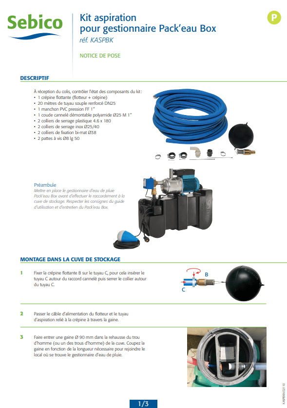 Kit aspiration pour gestionnaire Packeau Box