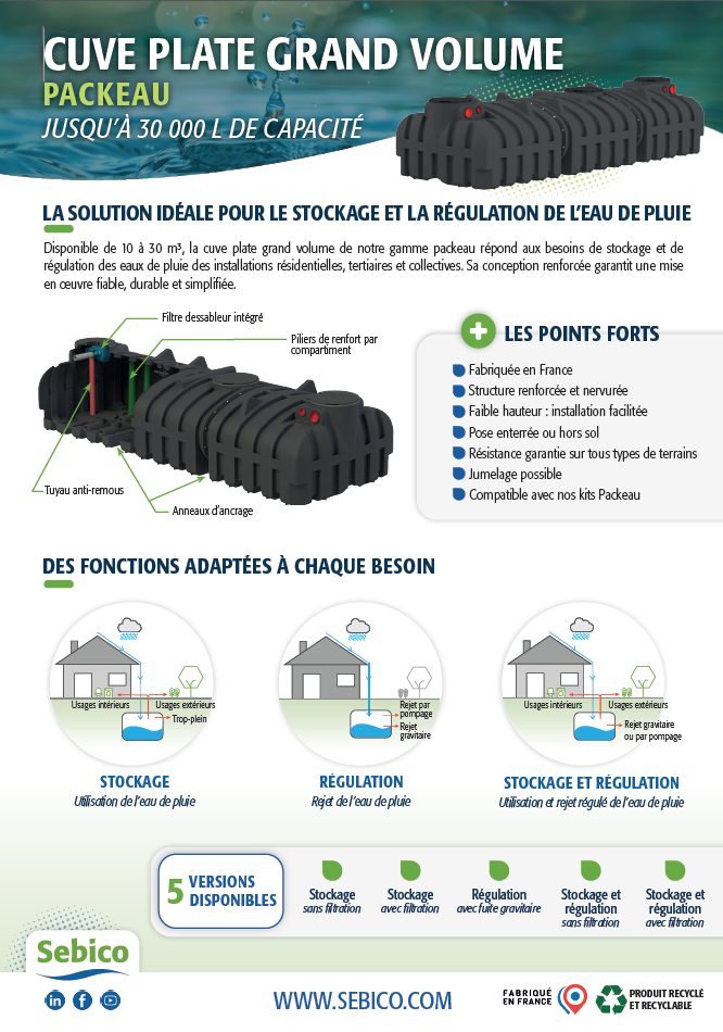 Packeau cuve plate grand volume