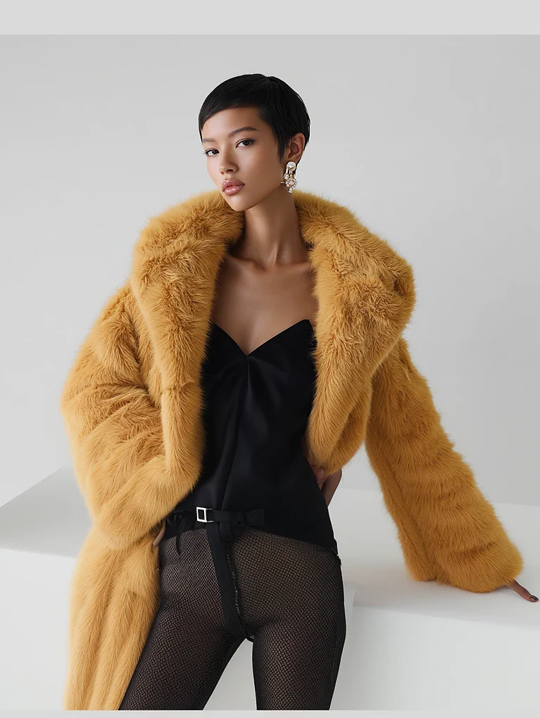 Abrigo dorado elegante mujer | Stylicious