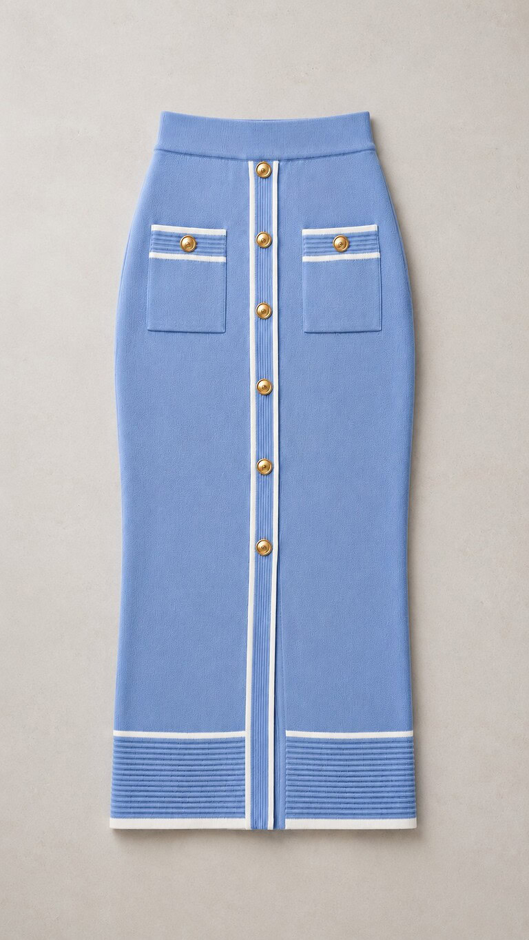 Conjunto top y falda azul elegante | Stylicious packshot.